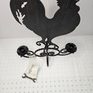 Southern Living at Home Rustic Rooster Iron Candelabra Double Arm Candle Holder